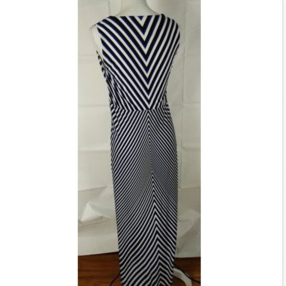 Chico's Dress Sz 0 Sleeveless Blu/Blk/Wht Ankle - Picture 4 of 5